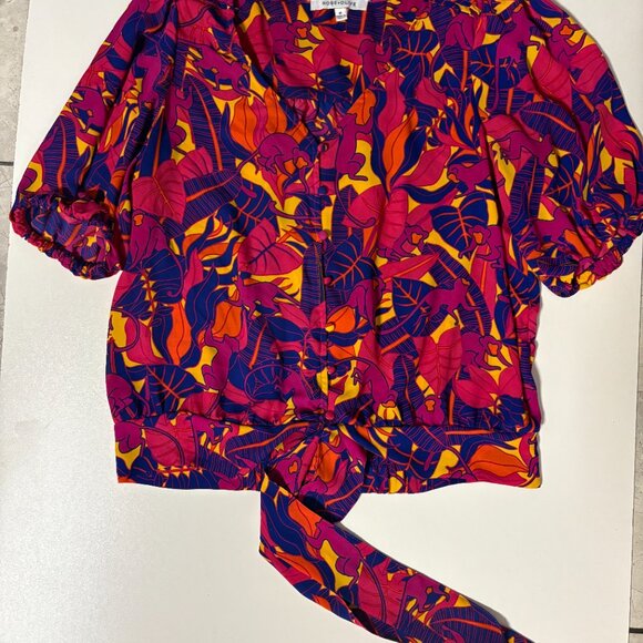 Rose & Olive Colorful Blouse with Mid - Length Sleeves - SIZE MEDIUM - Picture 4 of 7